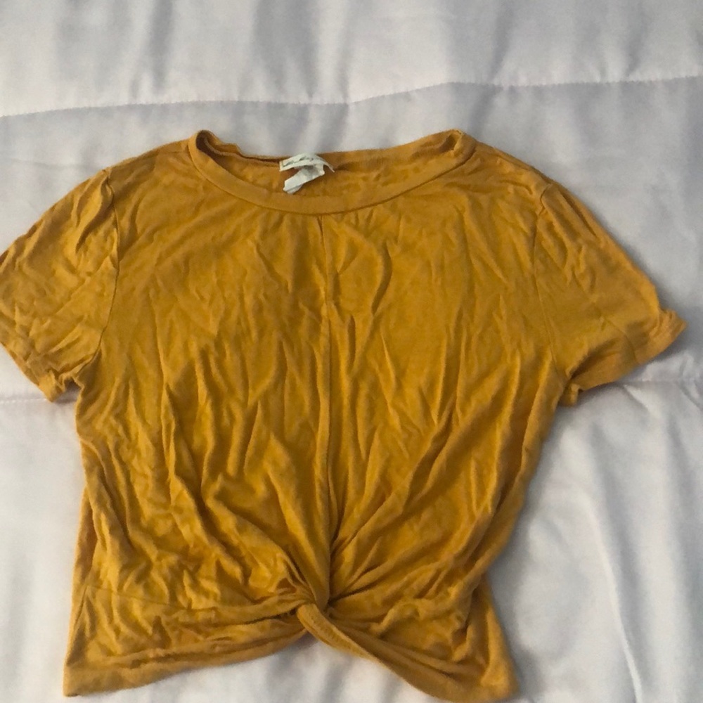 Mustard yellow tie front shirt
